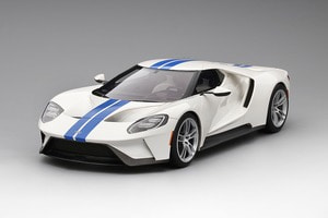 Top Speed 1/18 Ford GT  Frozen White w/ Lightning Blue Stripe  Limited 999 Pieces