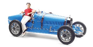 1:18 M-100 (B-018) CMC Bugatti T35, 1924 Bright Blue Livery with a female racer figurine Limited Edition 600 pcs